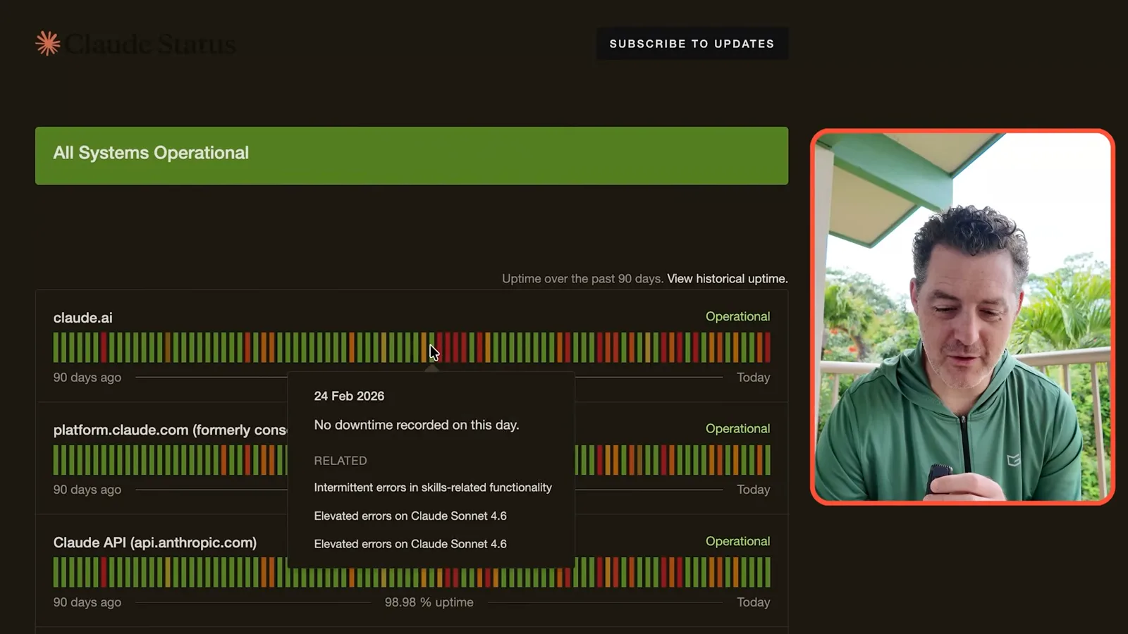 Claude status-page snapshot