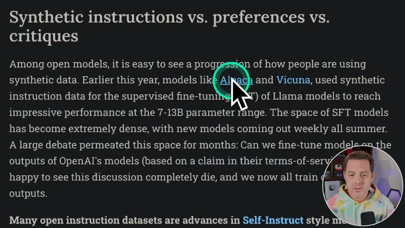 Synthetic instruction data for open models