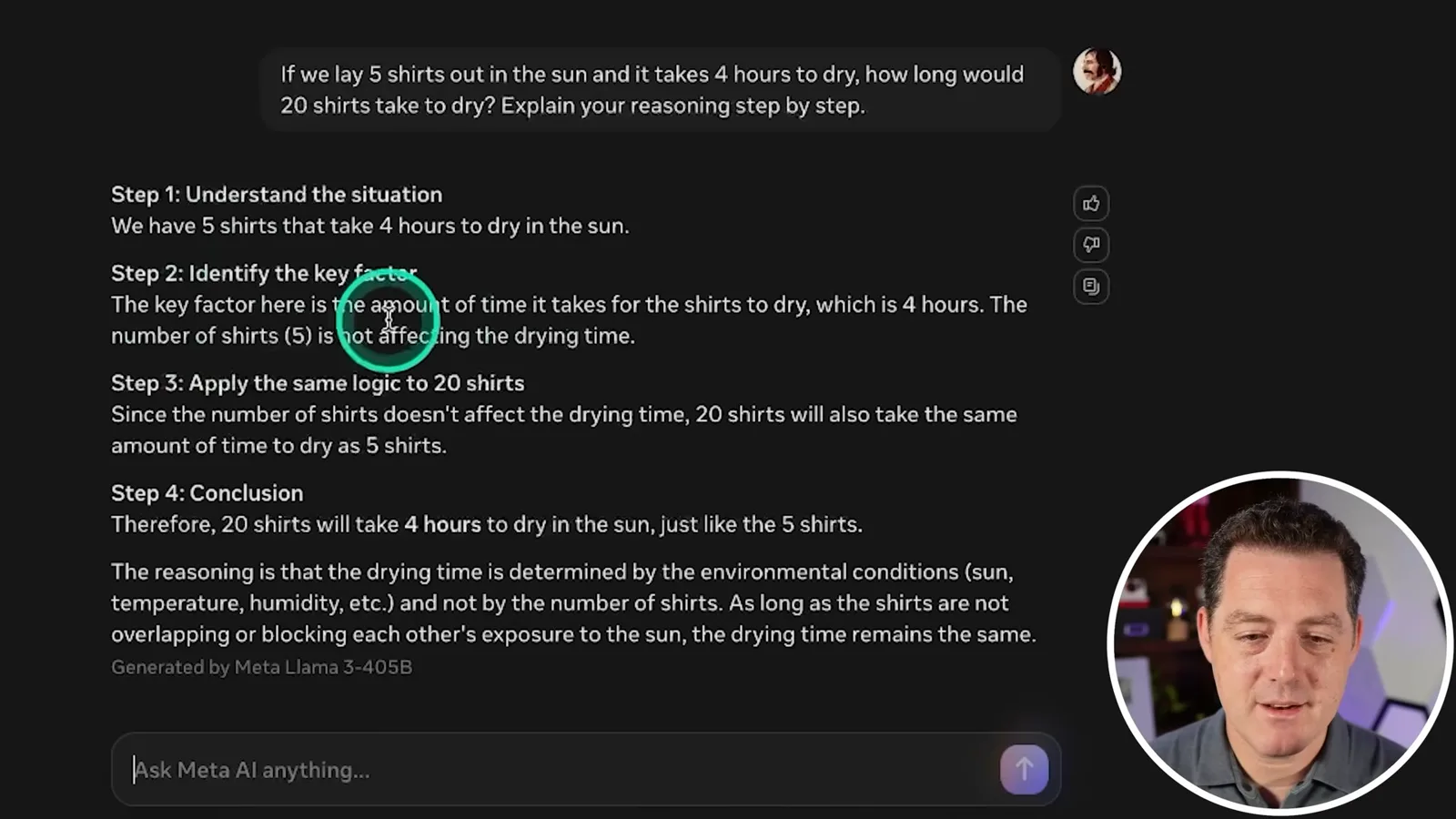 The shirt-drying response