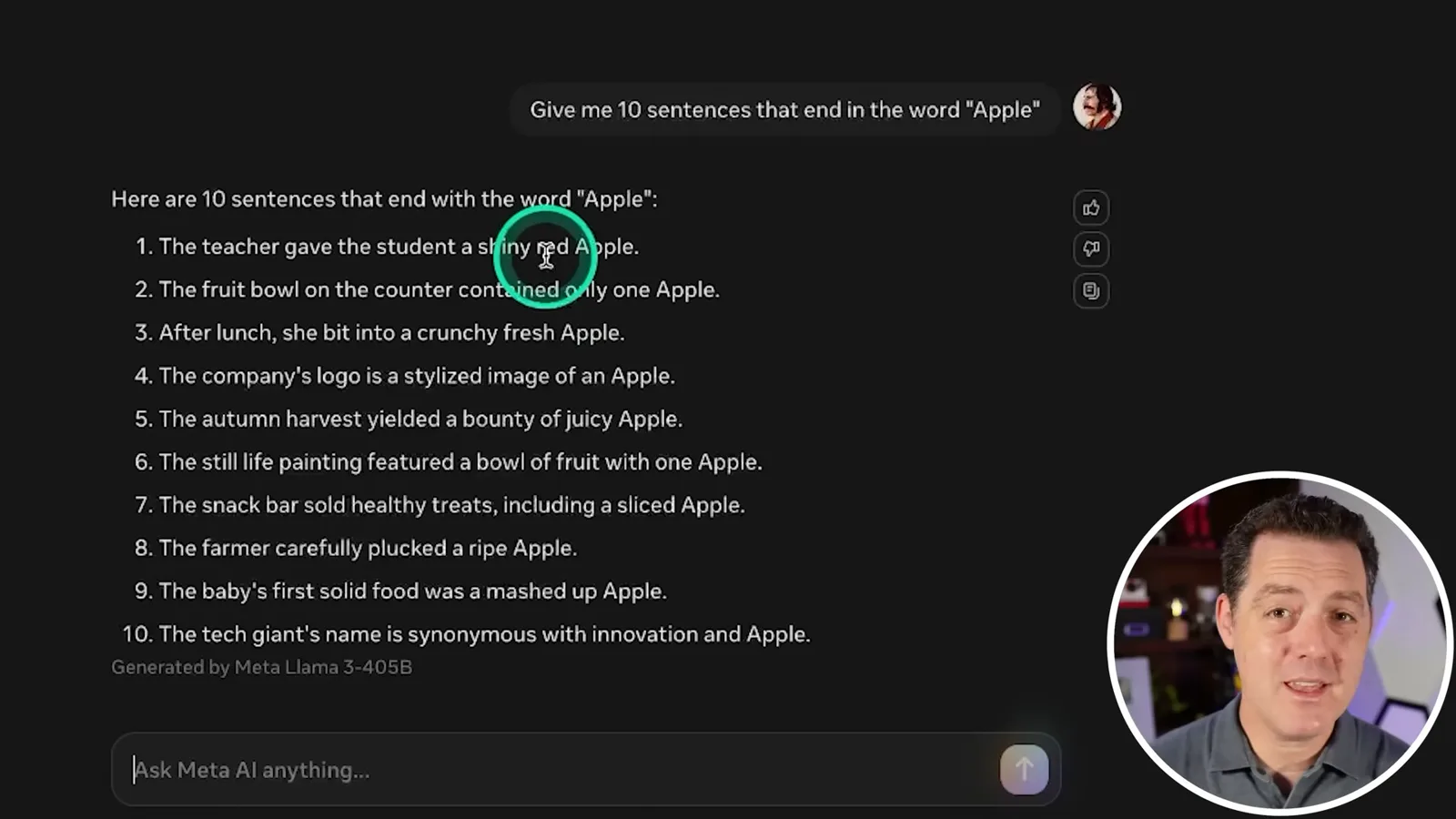 Sentences ending in Apple