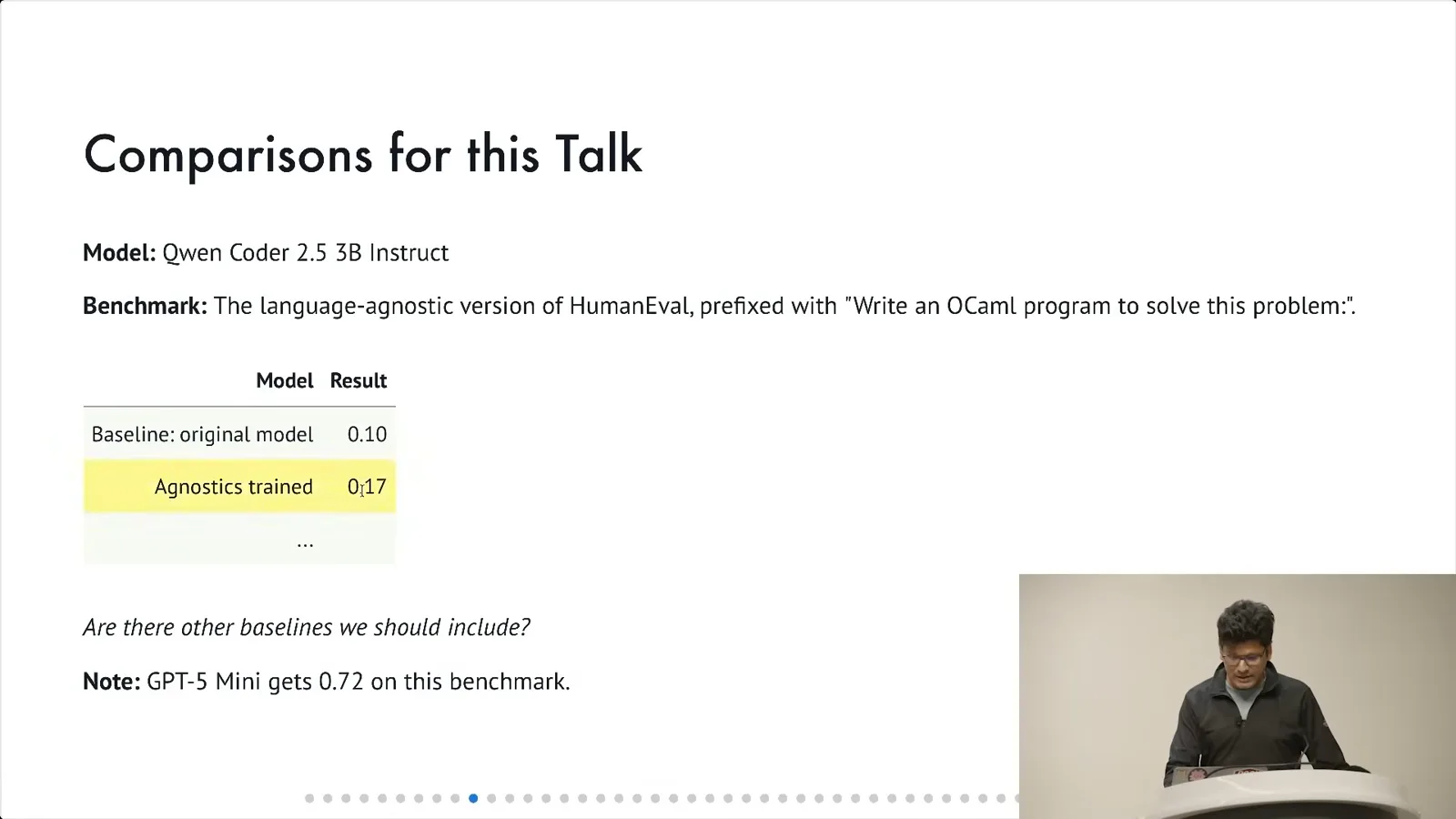 OCaml evaluation and baseline