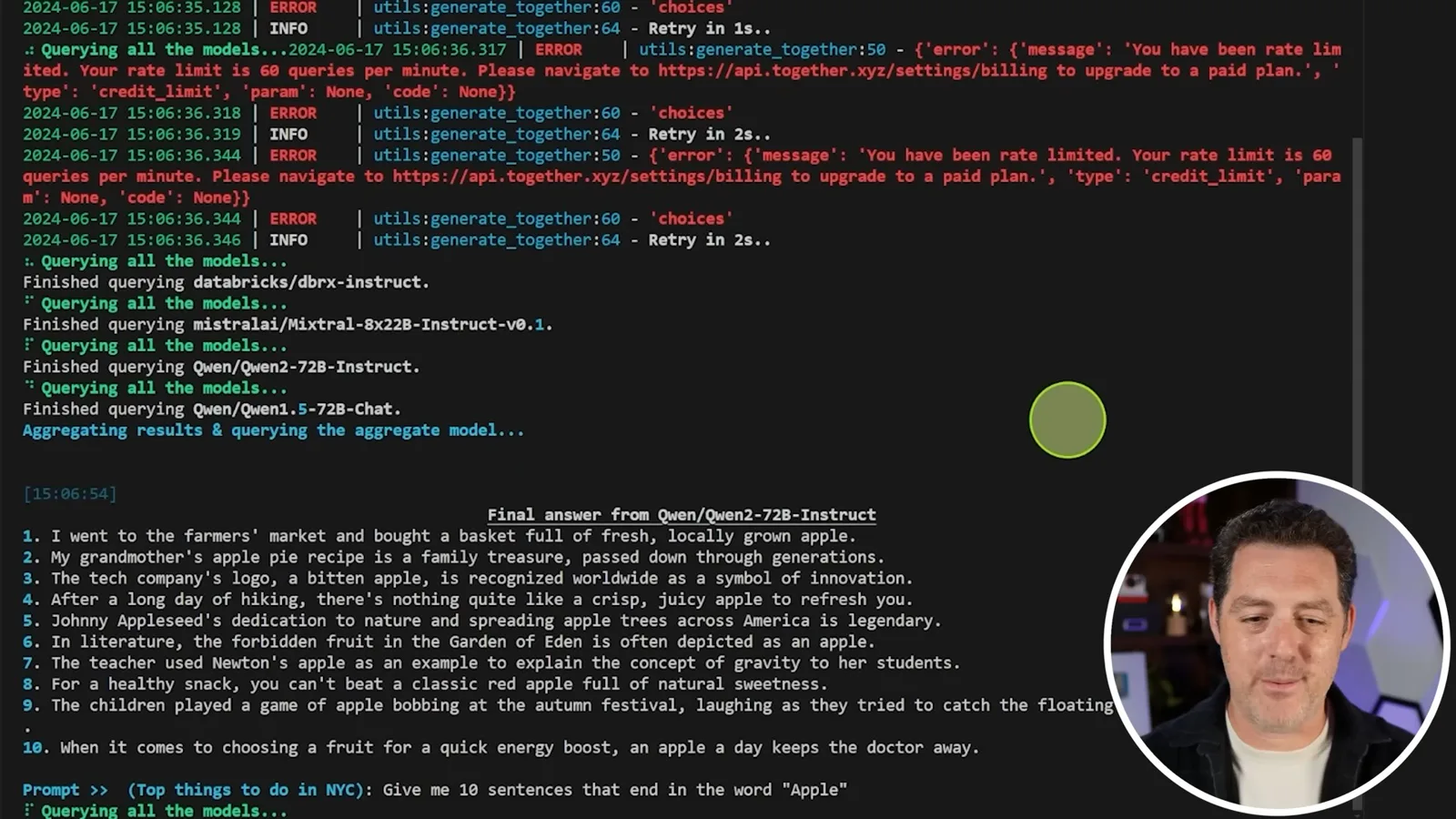 First apple-sentence attempt