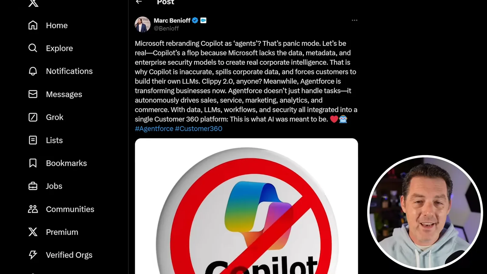 Benioff’s criticism of Copilot