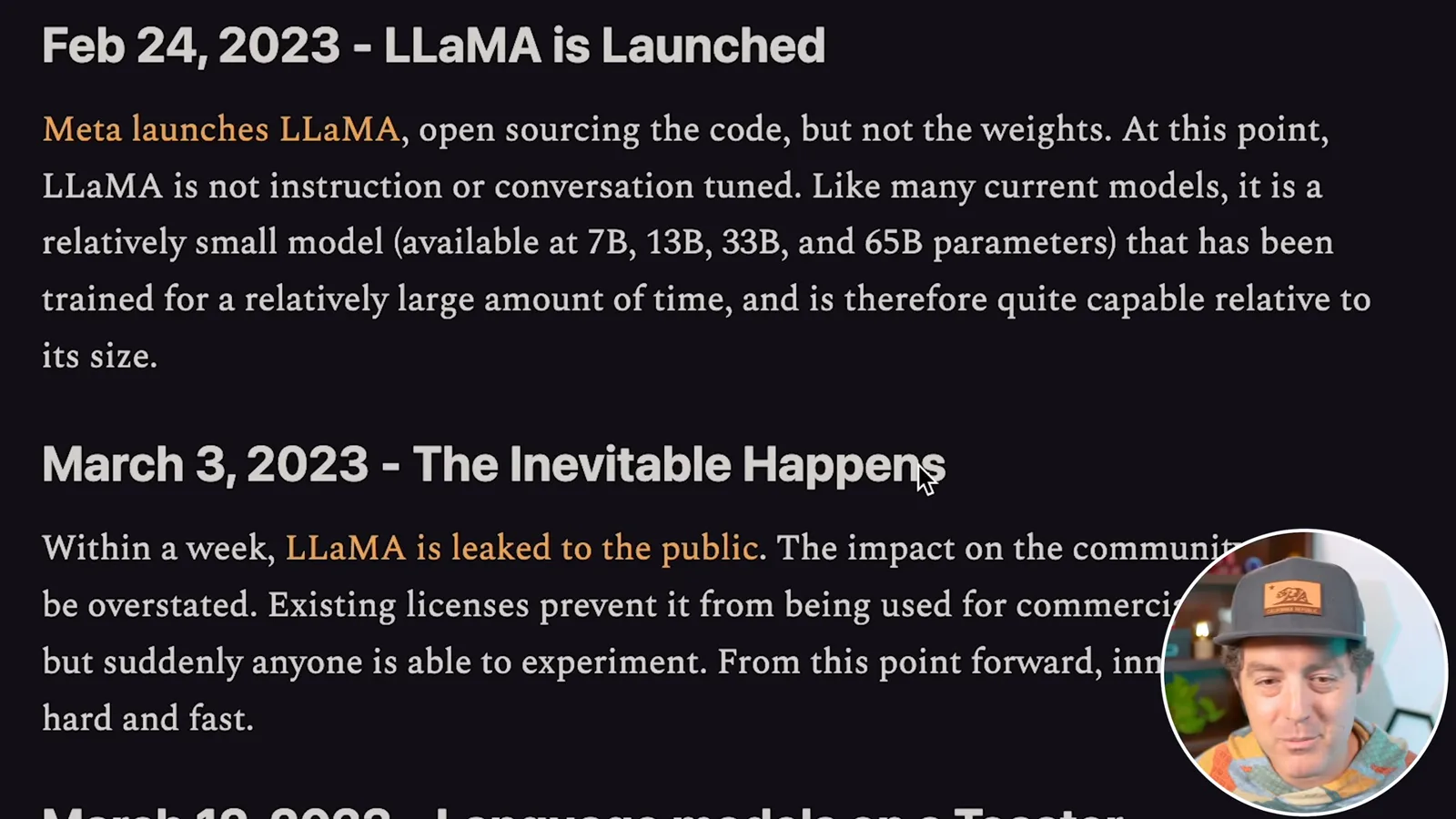 LLaMA 发布与泄露时间线