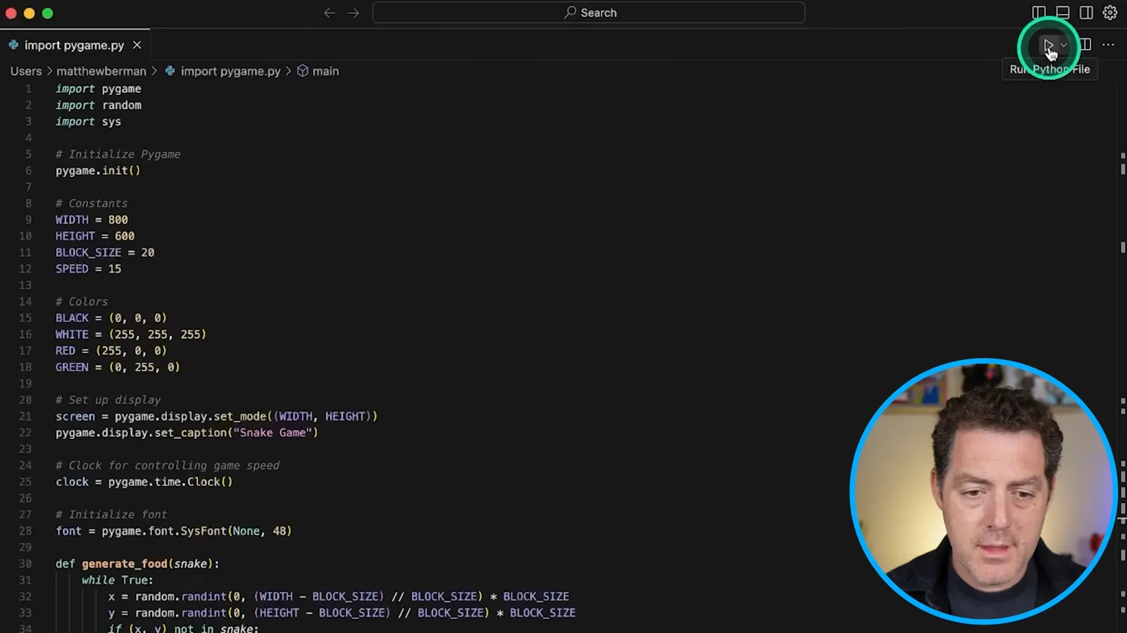 Generated Snake code