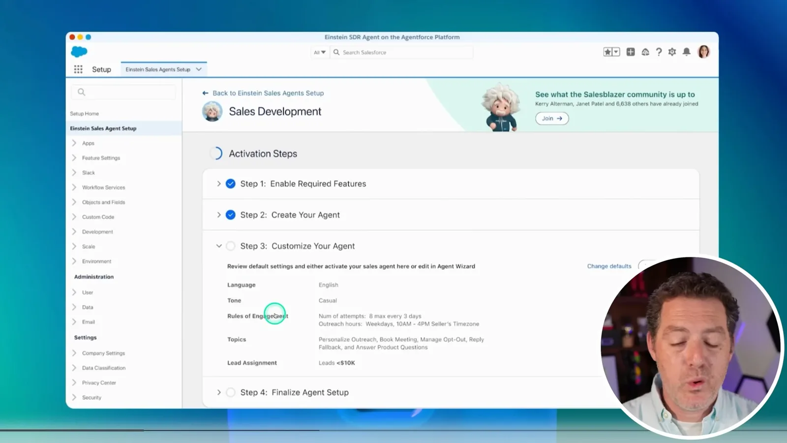 Salesforce sales-agent configuration