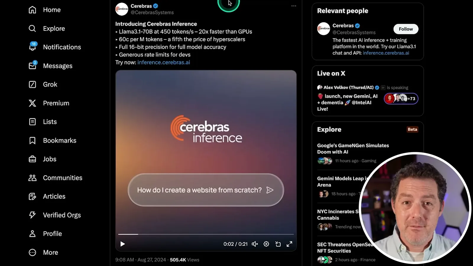 Cerebras inference announcement