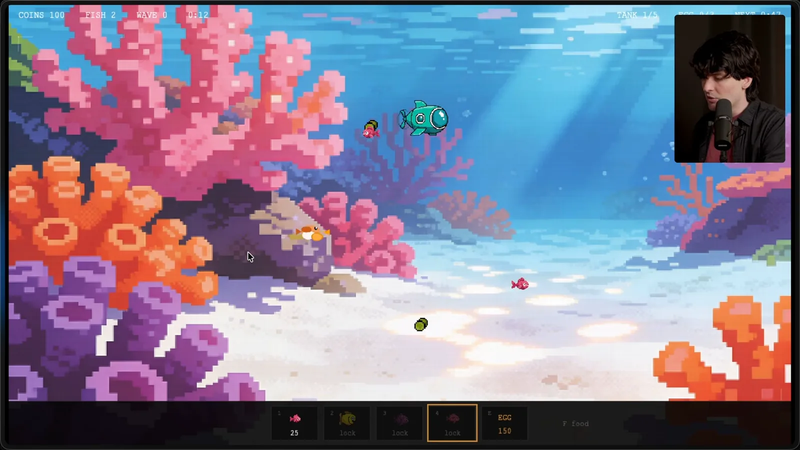 生成的 2D 水族箱游戏