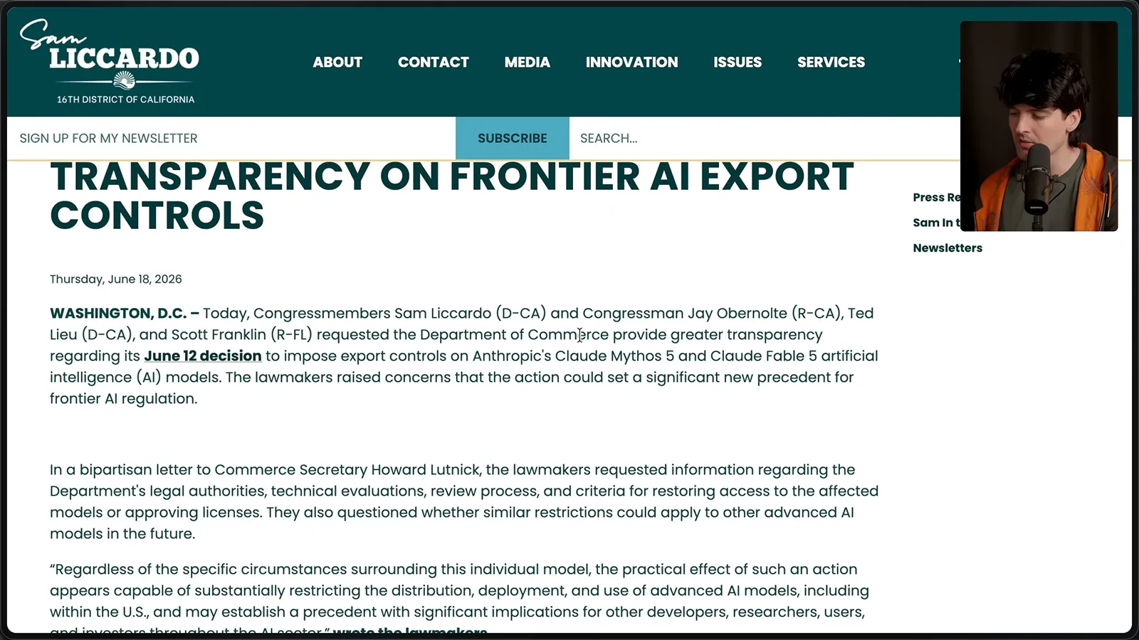 Bipartisan congressional request