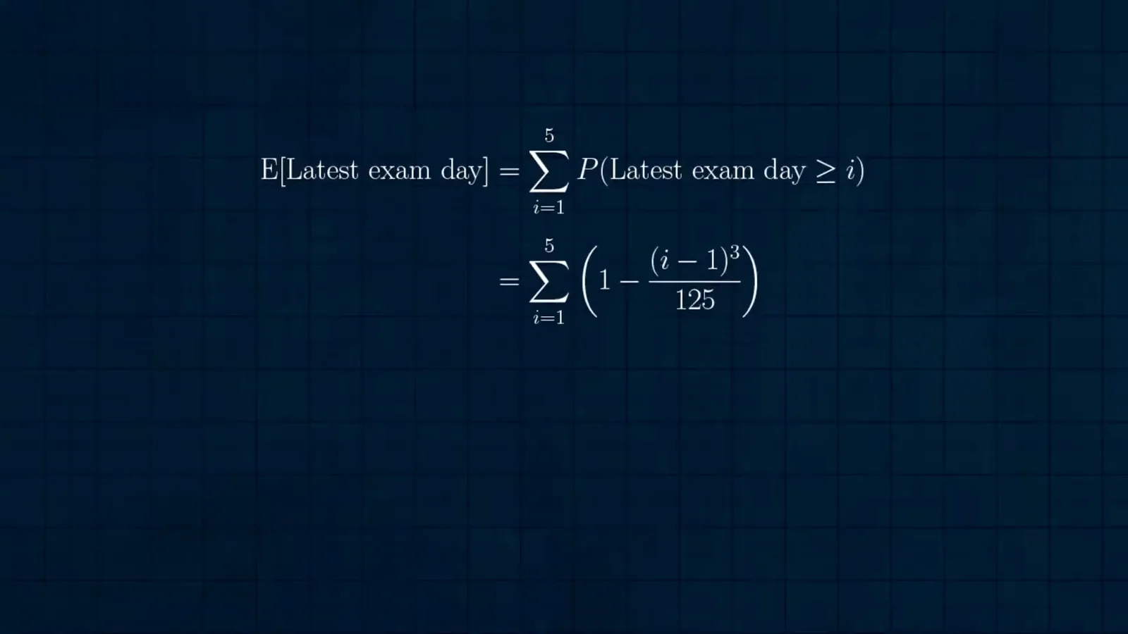 Latest of three exam days