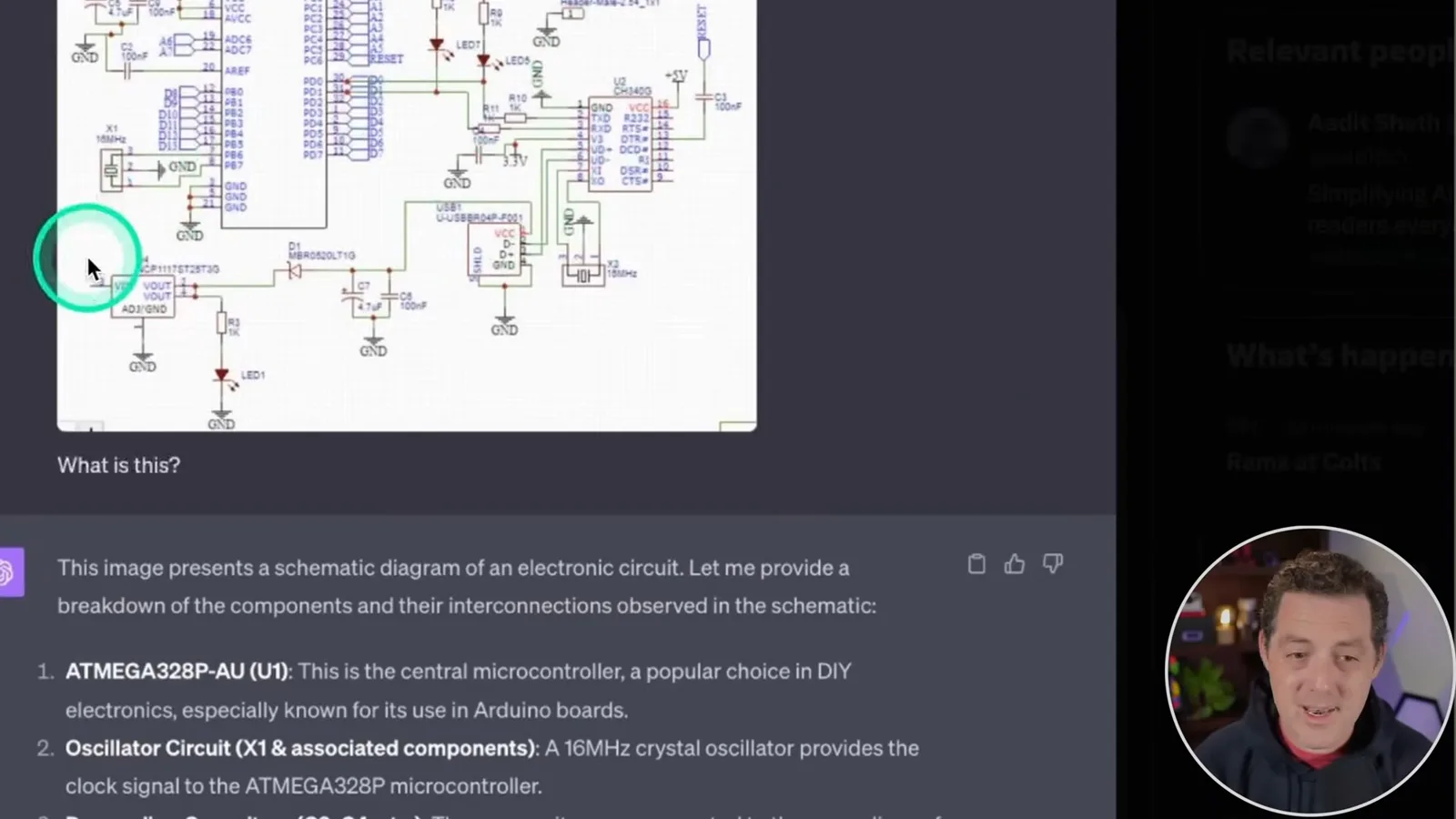 Electronics schematic and response