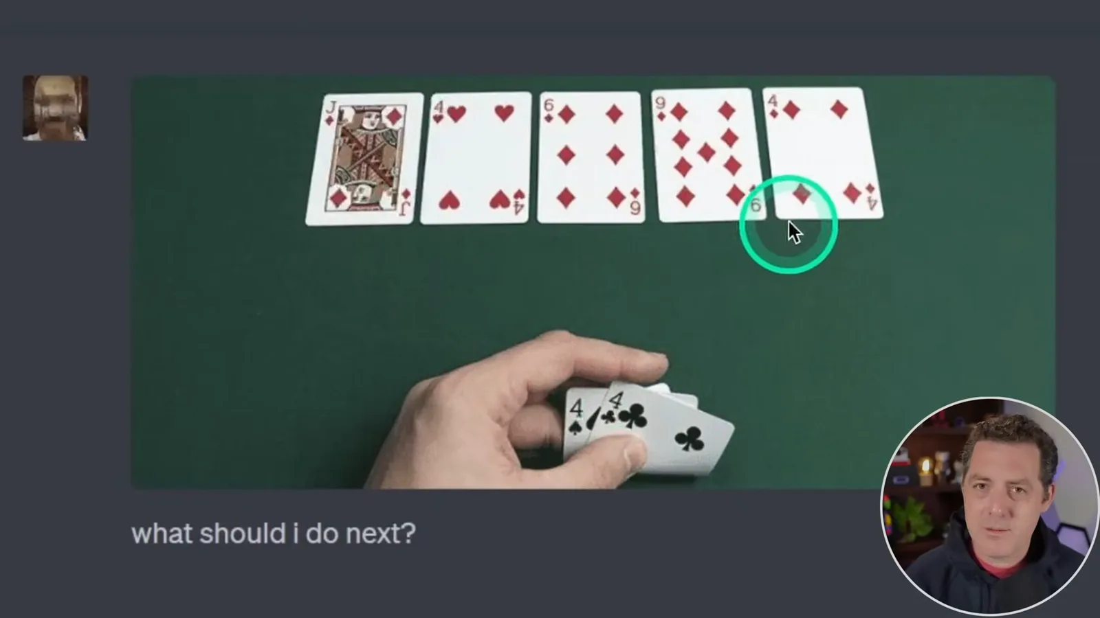 Poker hand with four fours