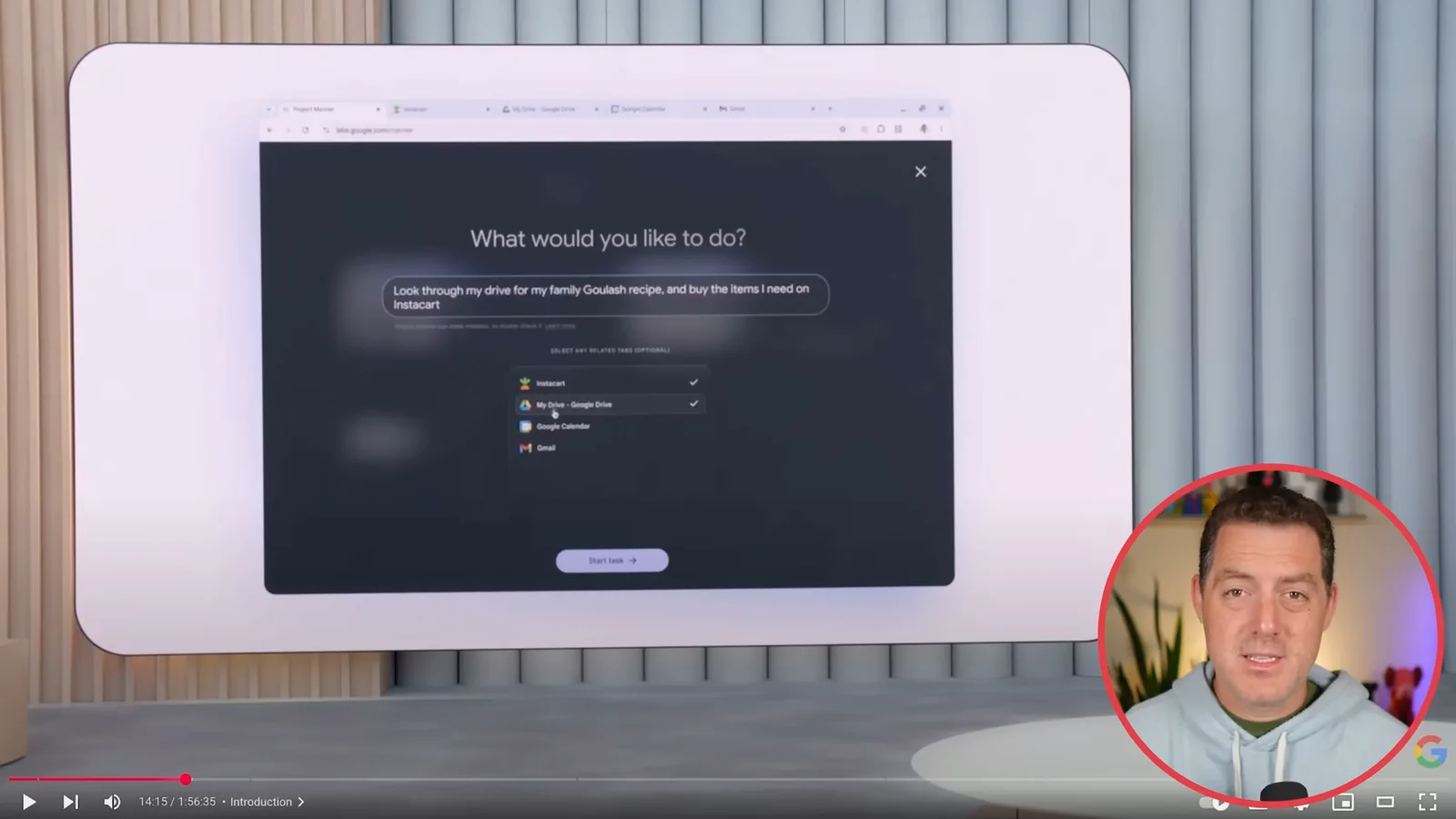 Project Mariner task interface
