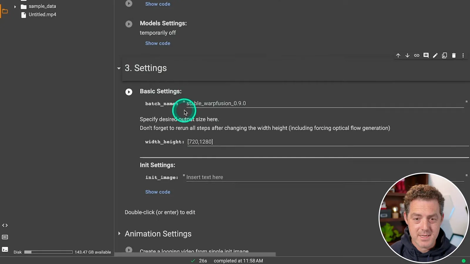 Notebook output-size setting