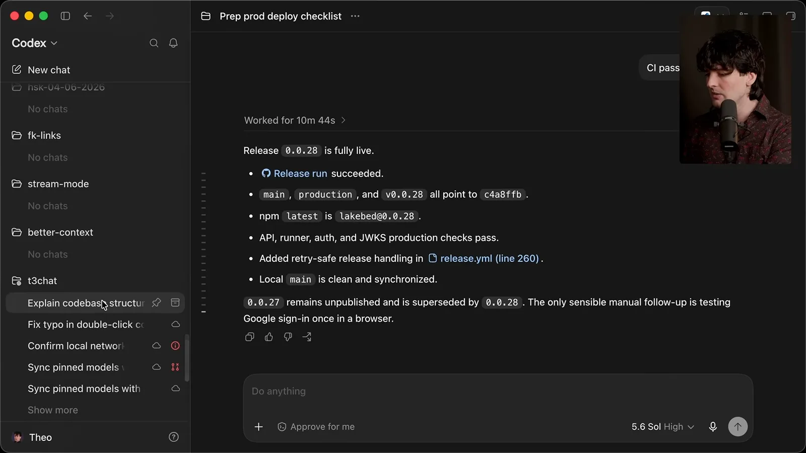 Projects and threads in the Codex app