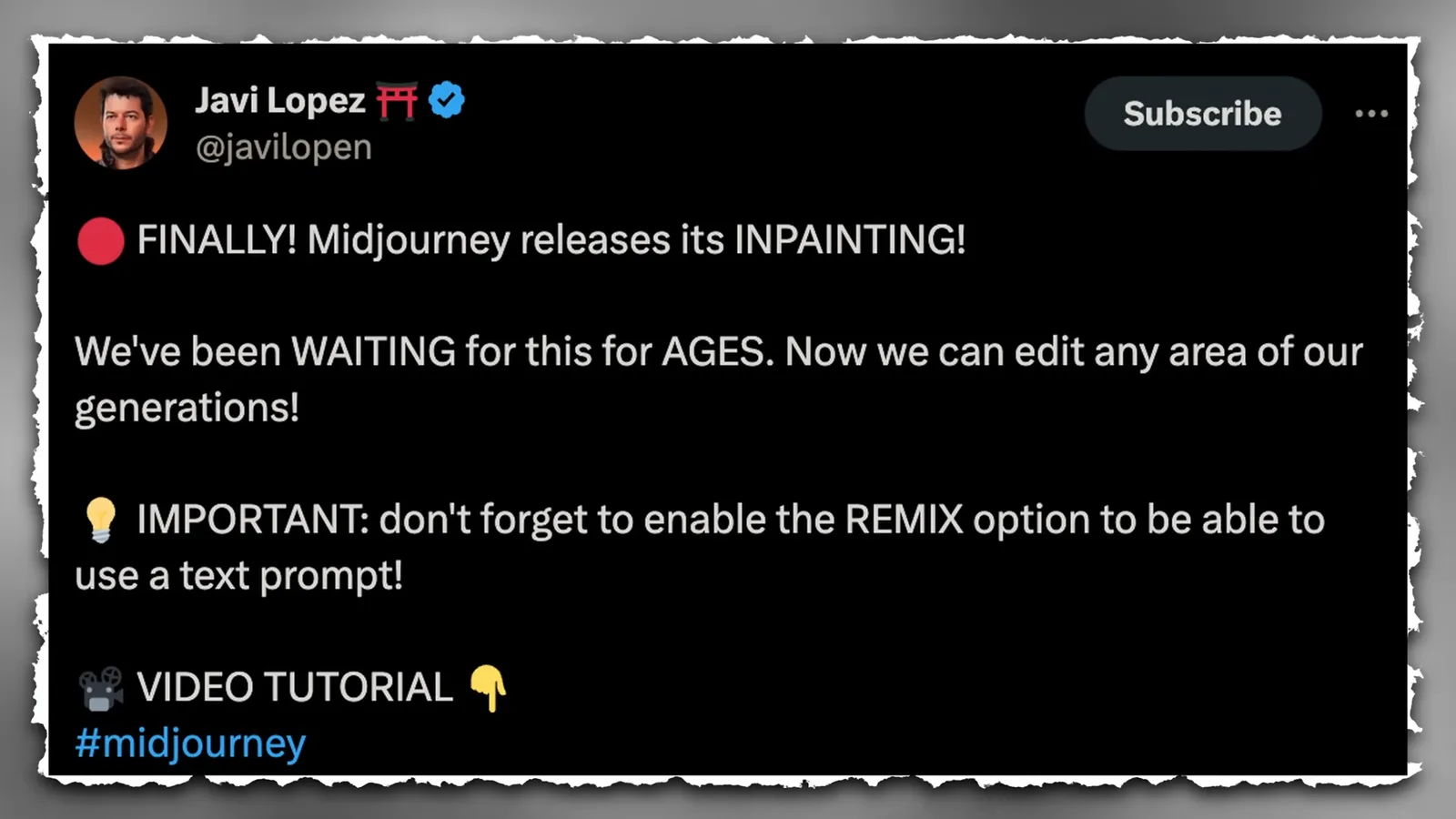 Midjourney inpainting announcement