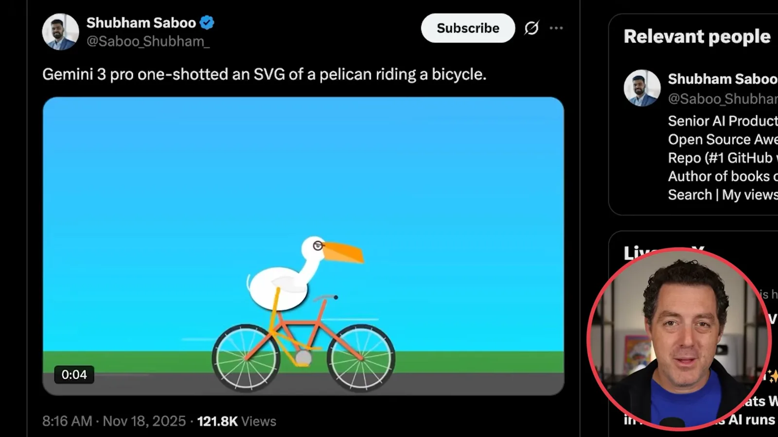 Pelican on a bicycle