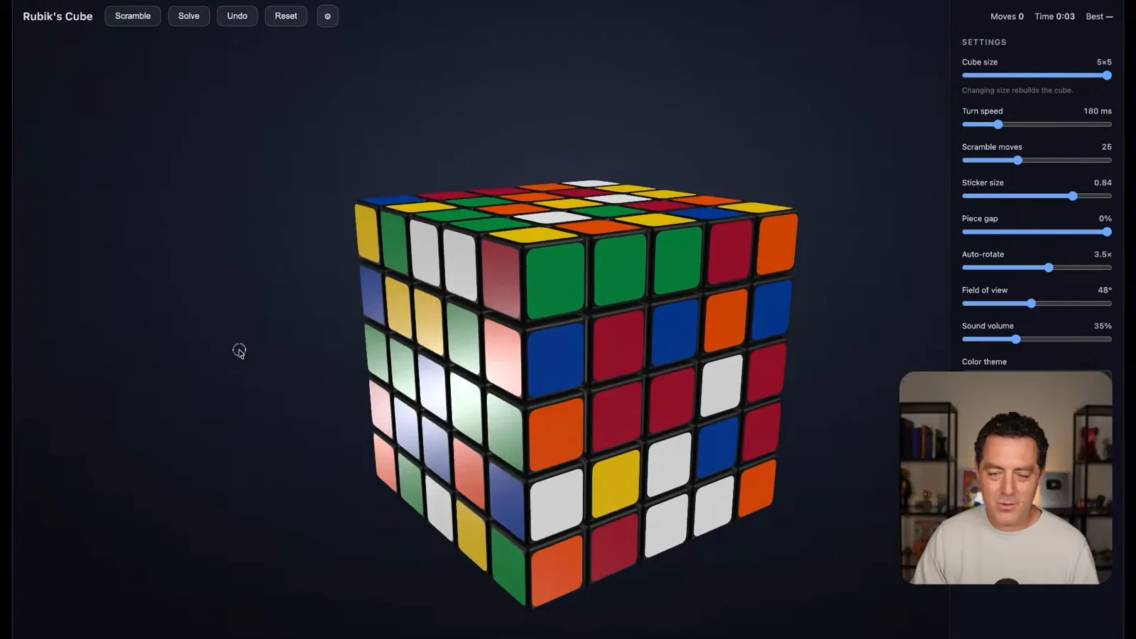 Expanded cube settings