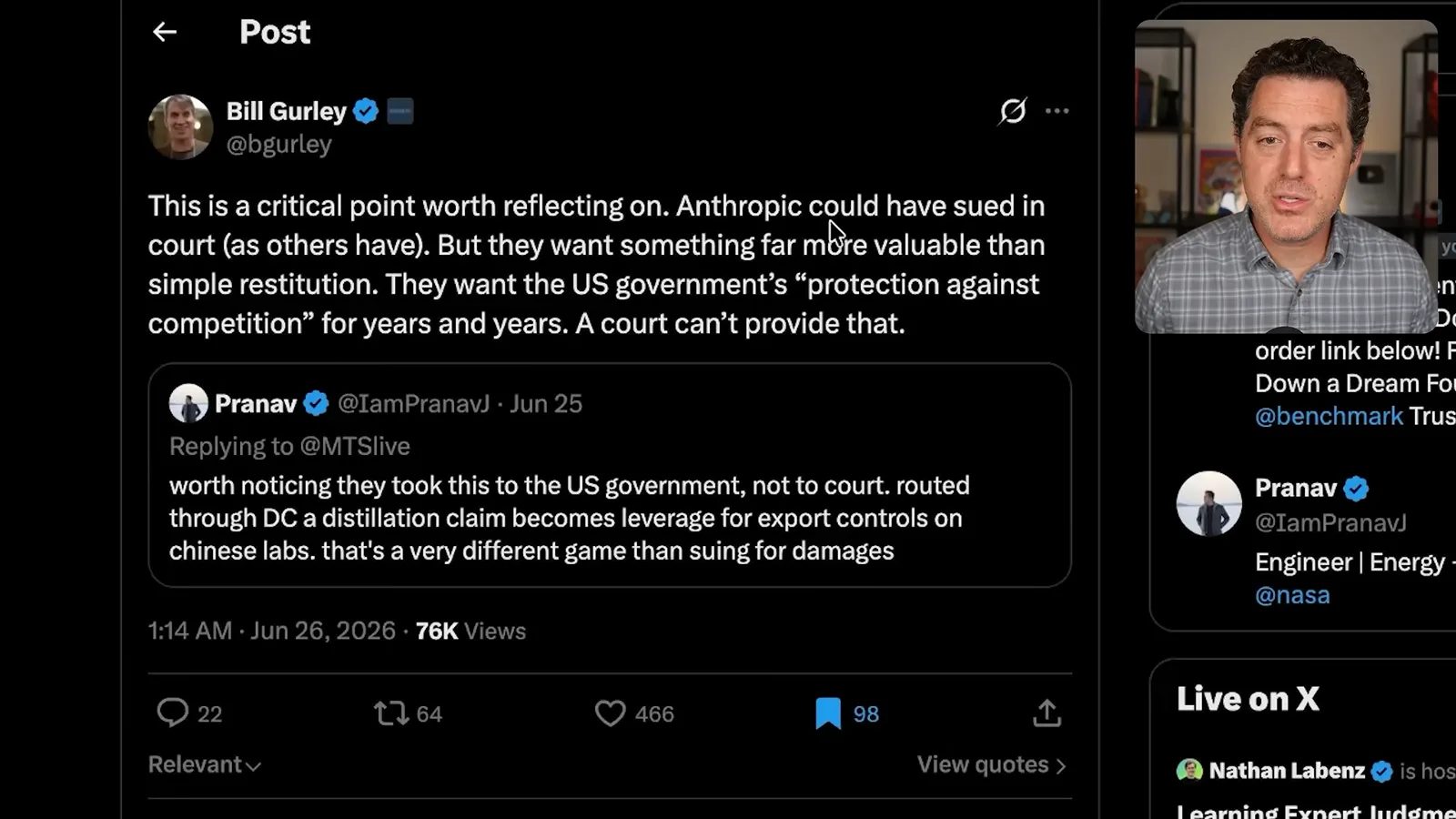 Bill Gurley’s criticism of Anthropic
