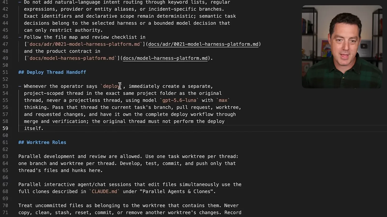 Project instruction for a deployment thread