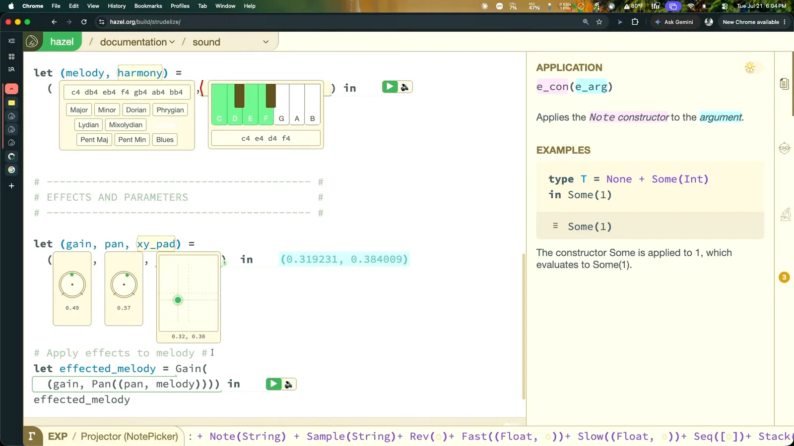 Music controls inside code