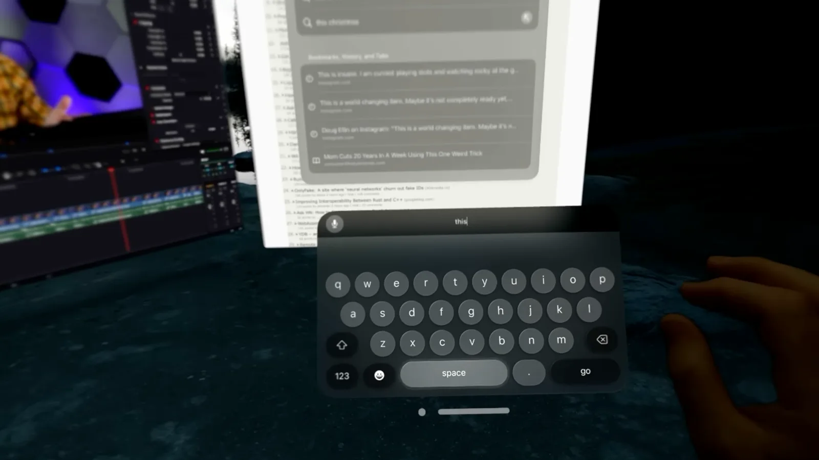 Virtual keyboard in visionOS
