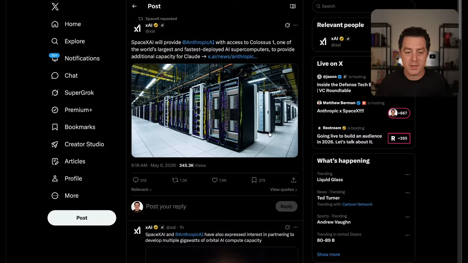 SpaceXAI post on Colossus and orbital interest