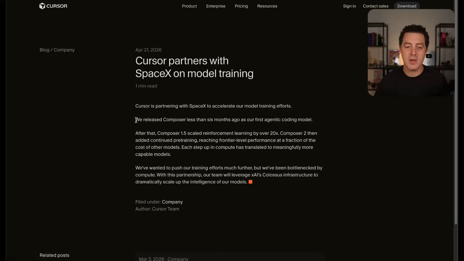Cursor’s model-training partnership