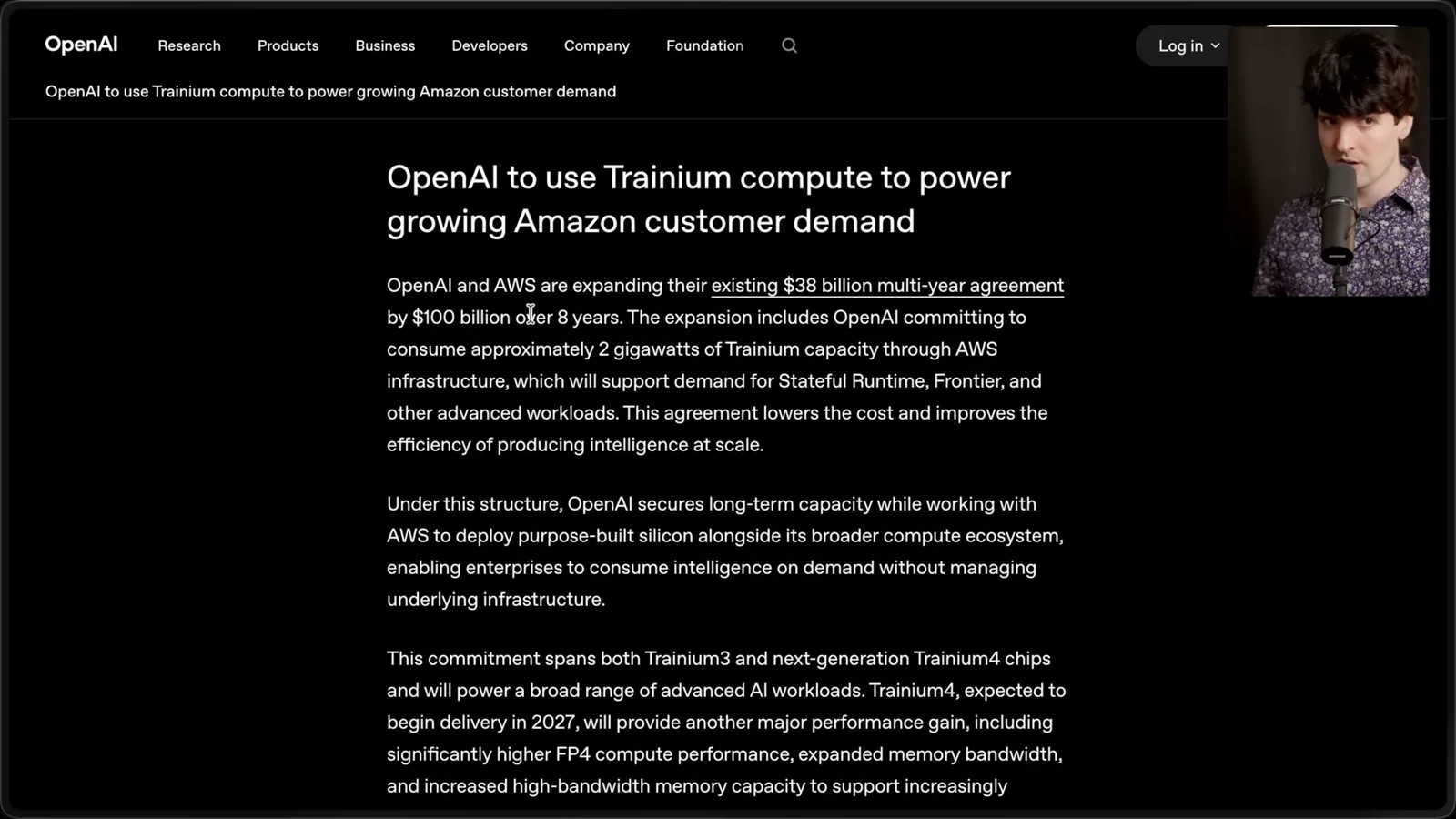 OpenAI’s announced Trainium commitment