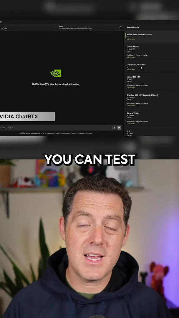 ChatRTX model selection