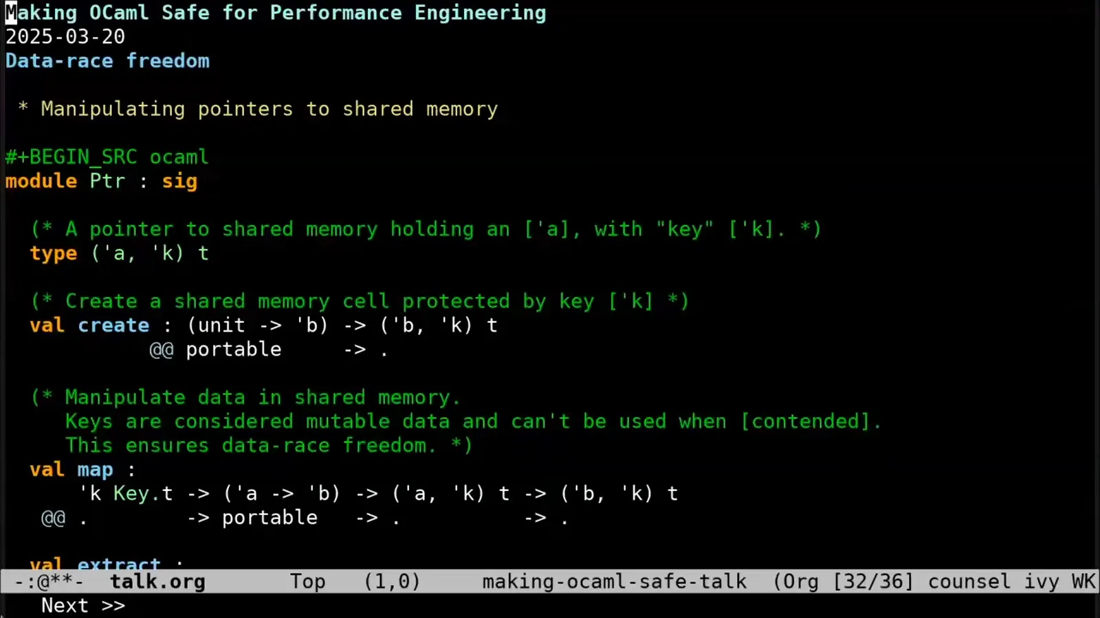 A lock-protected shared-memory API