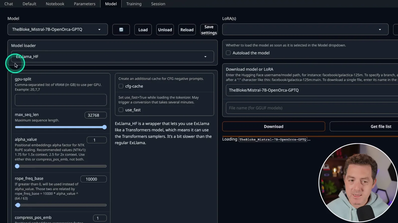 在网页界面加载 OpenOrca GPTQ