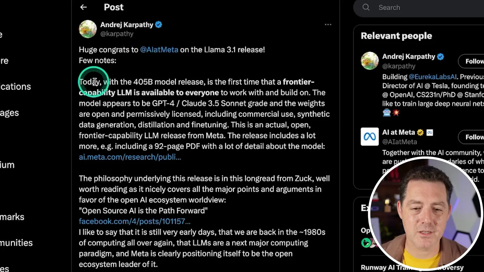 Karpathy on Llama 3.1