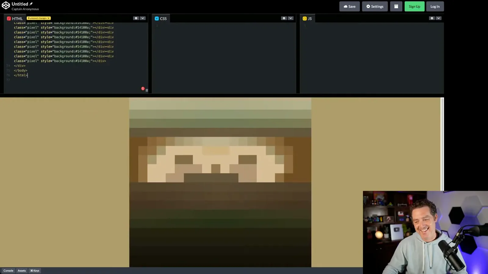 Generated Mona Lisa pixel art