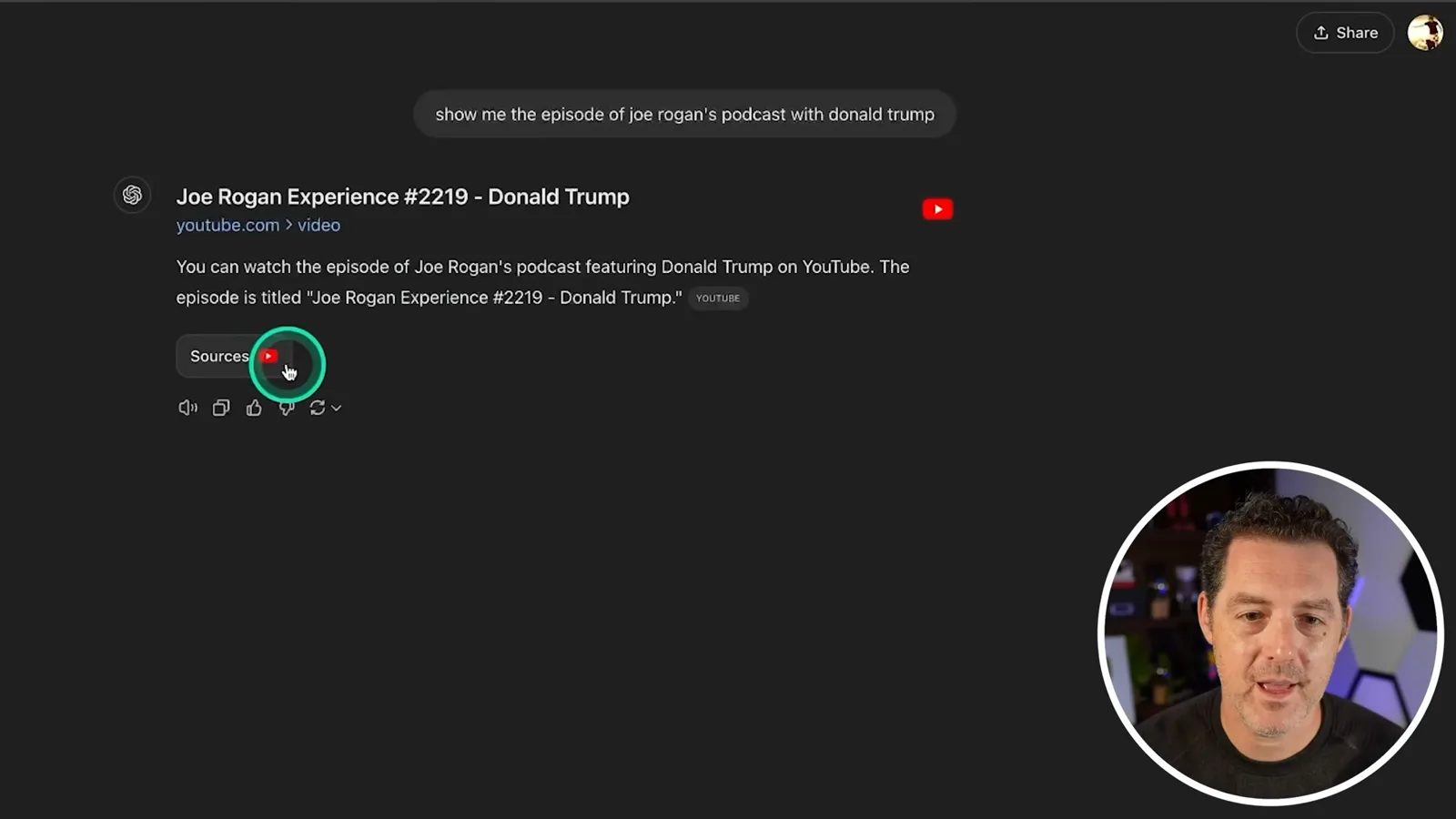 A direct podcast search result