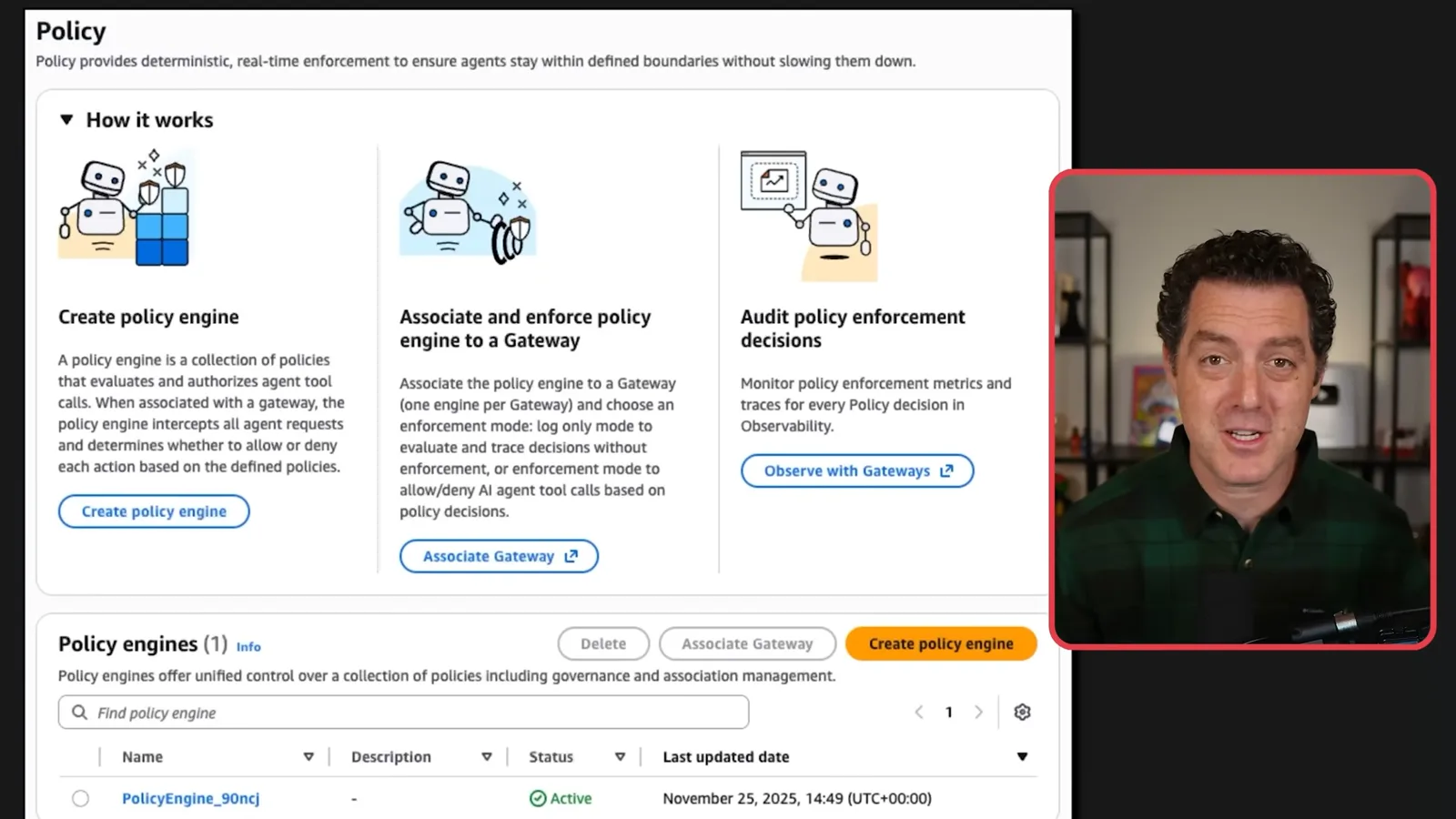 AgentCore policy console