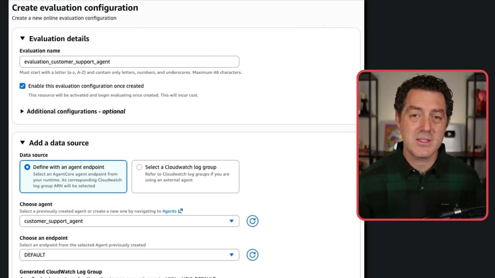 Evaluation configuration