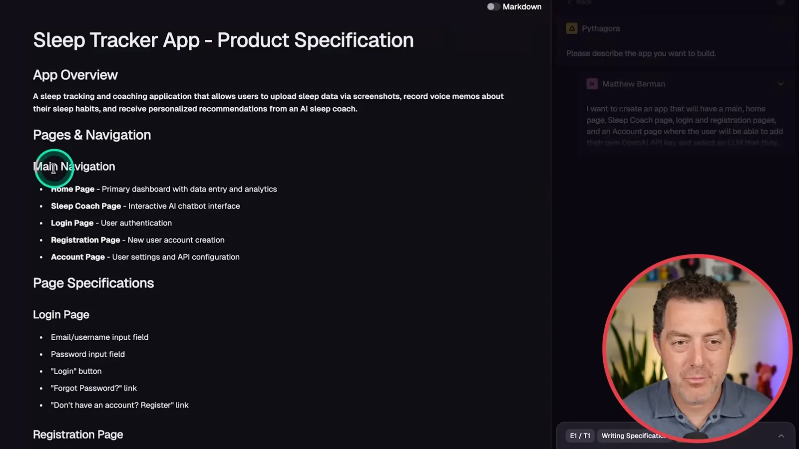 Editable sleep tracker specification