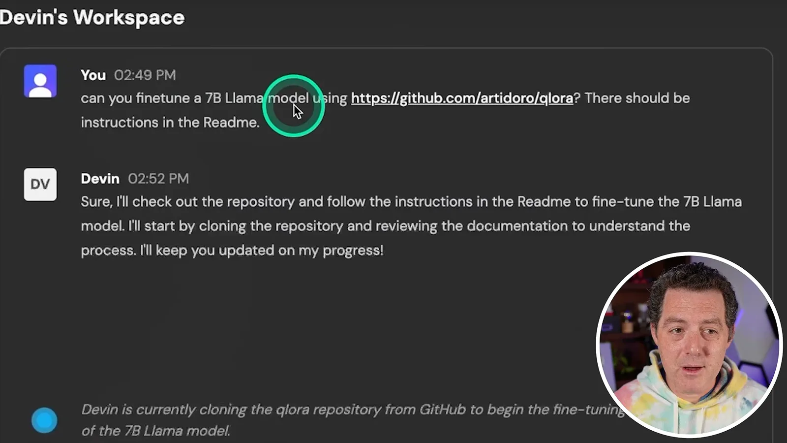 A QLoRA fine-tuning request
