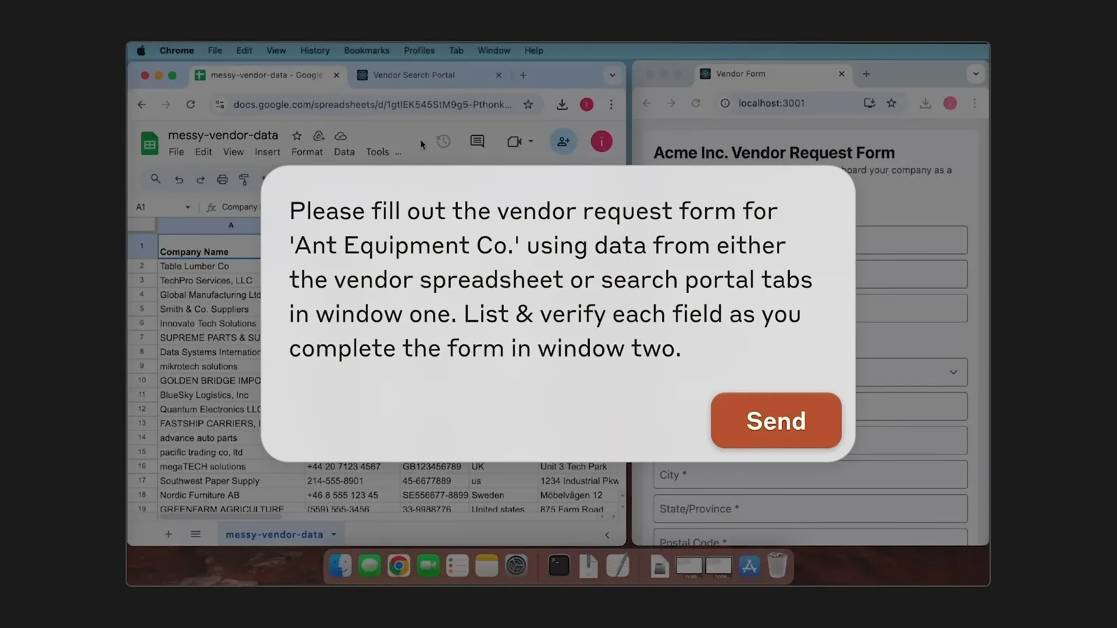 Fictional vendor-form request