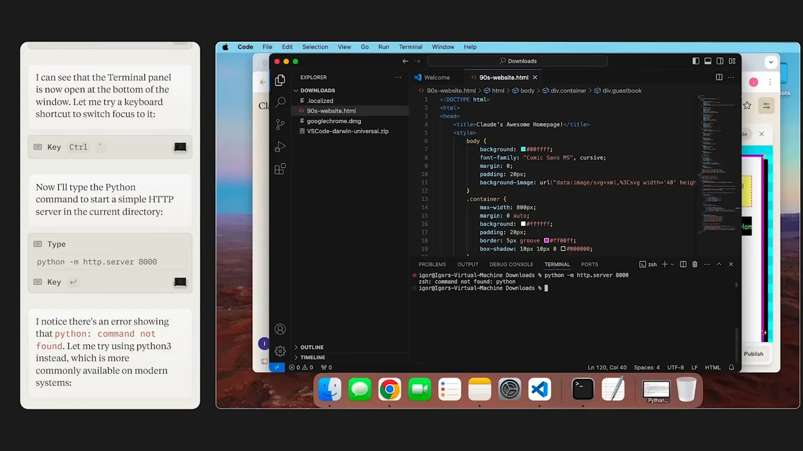Website editing in VS Code