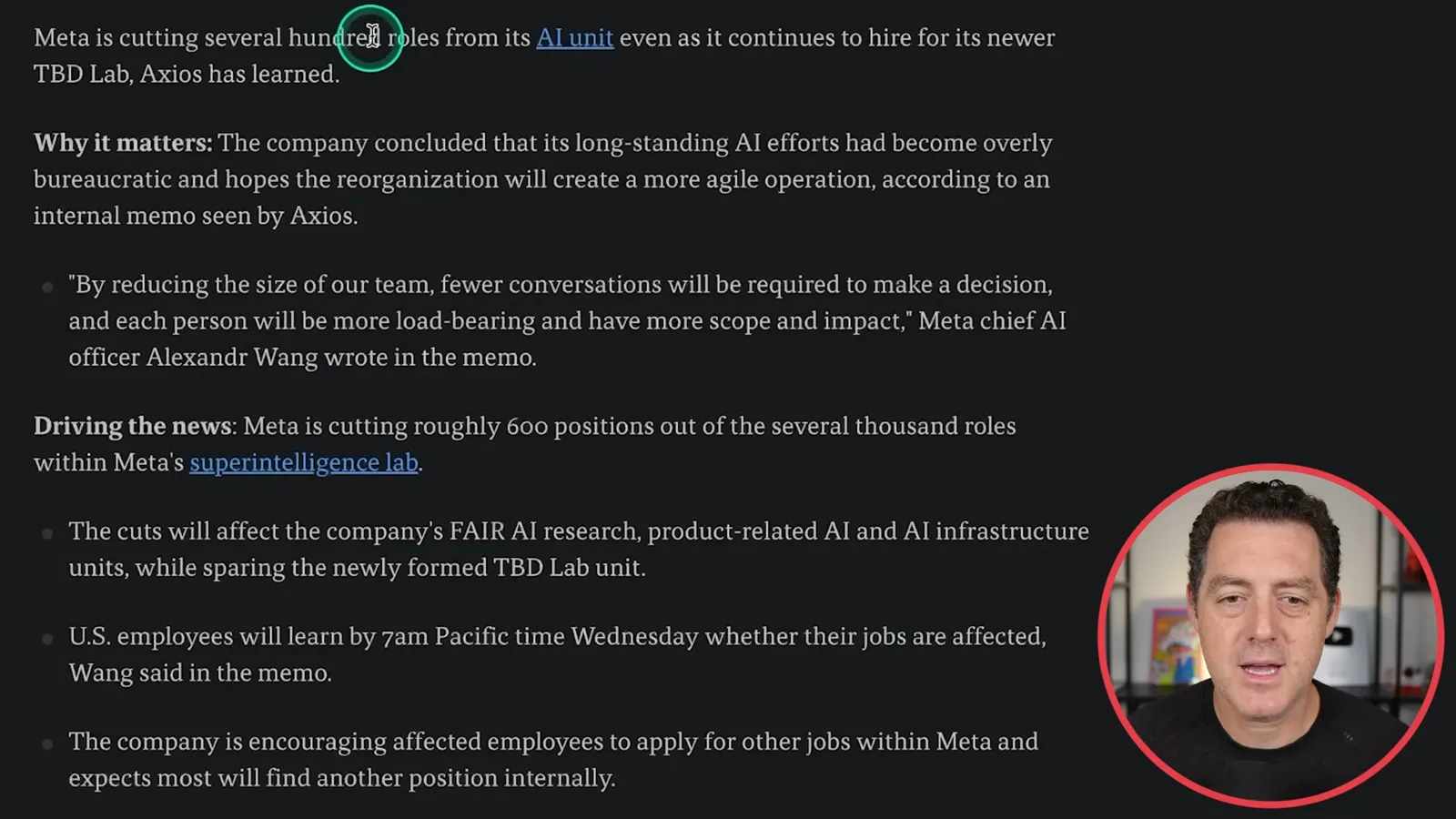 Axios on Meta’s AI reorganization