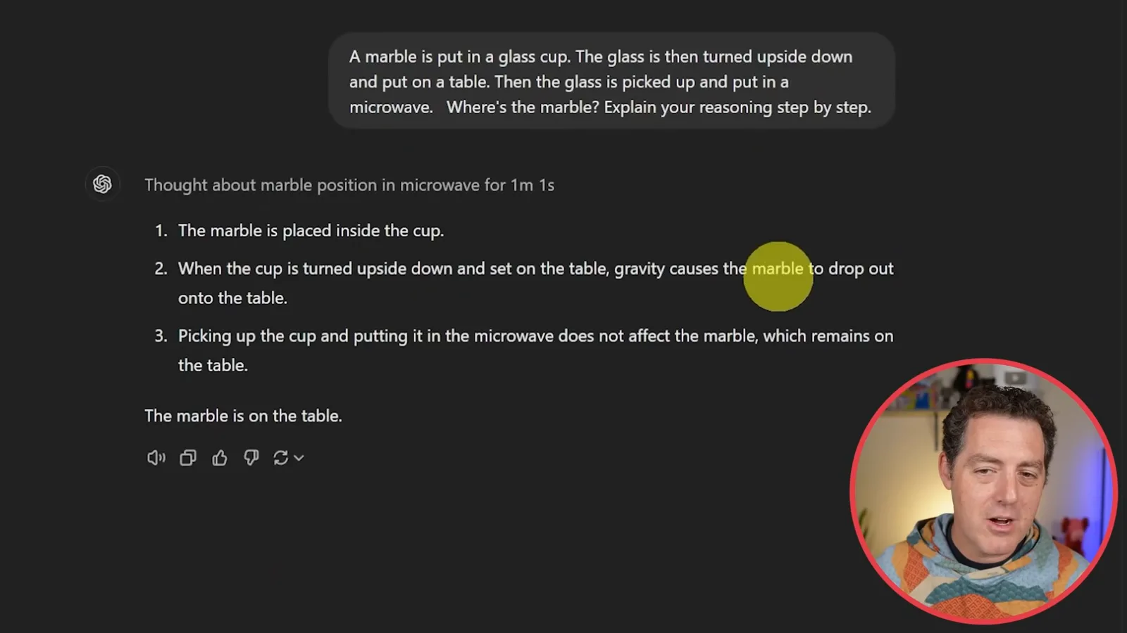 Marble puzzle response
