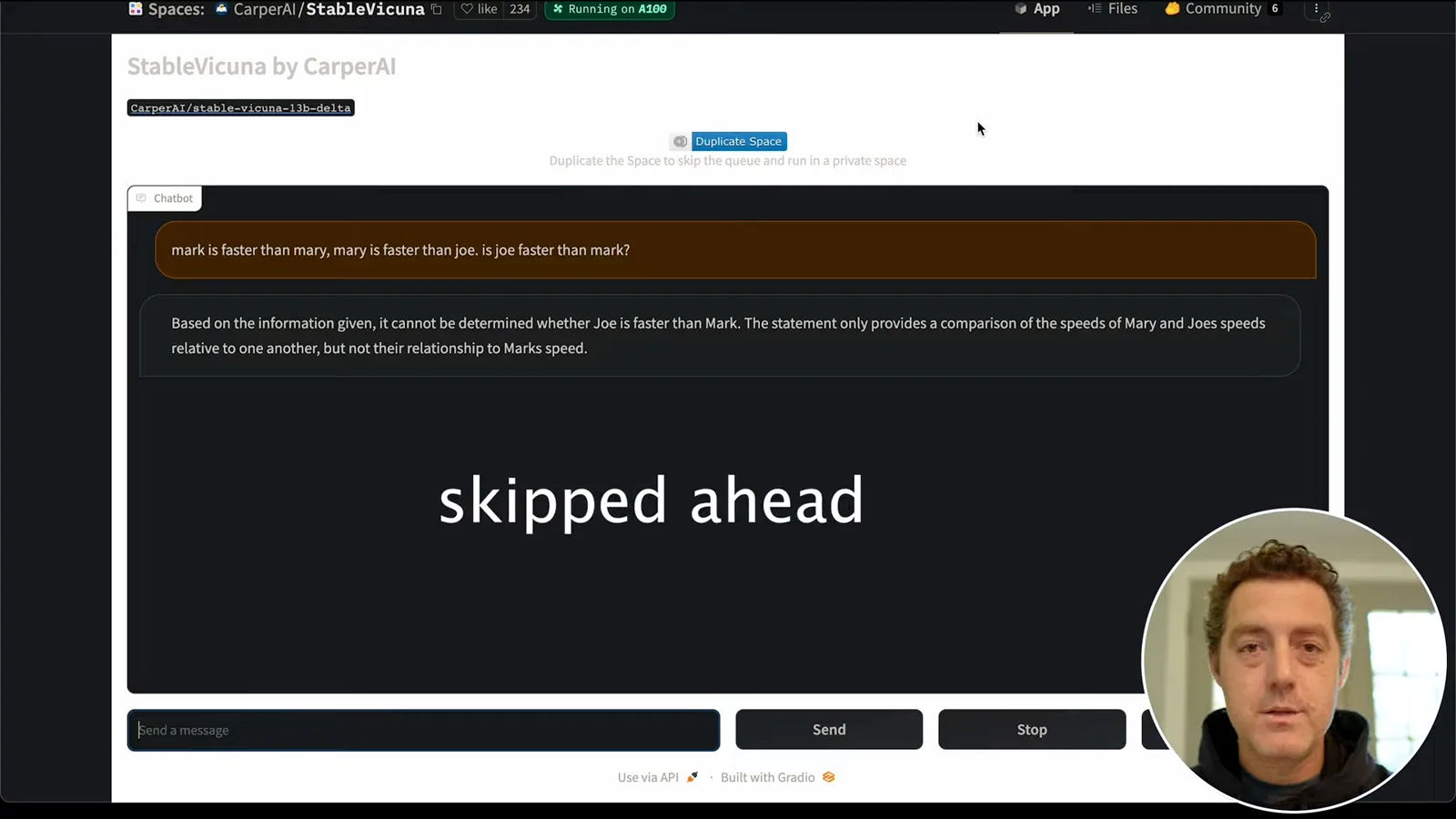 A failed speed-comparison question