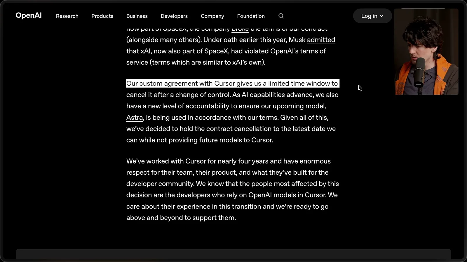 The change-of-control clause and Astra