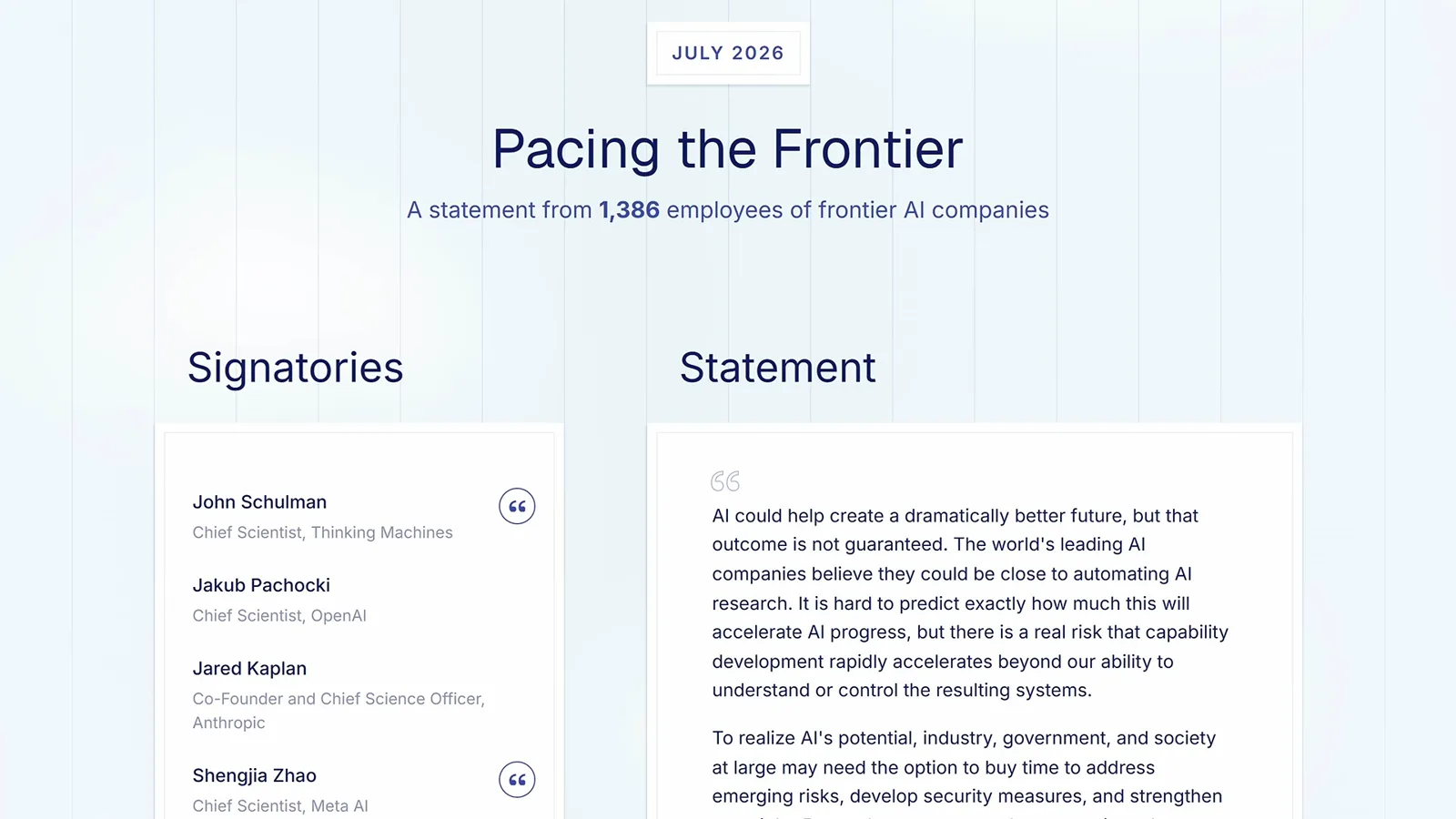 Pacing the Frontier statement