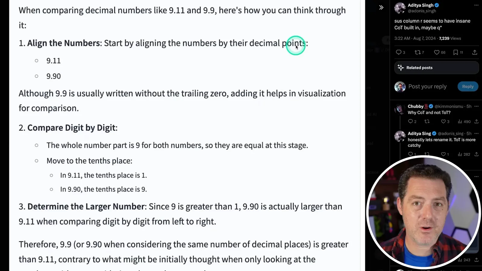 Comparing 9.11 and 9.9