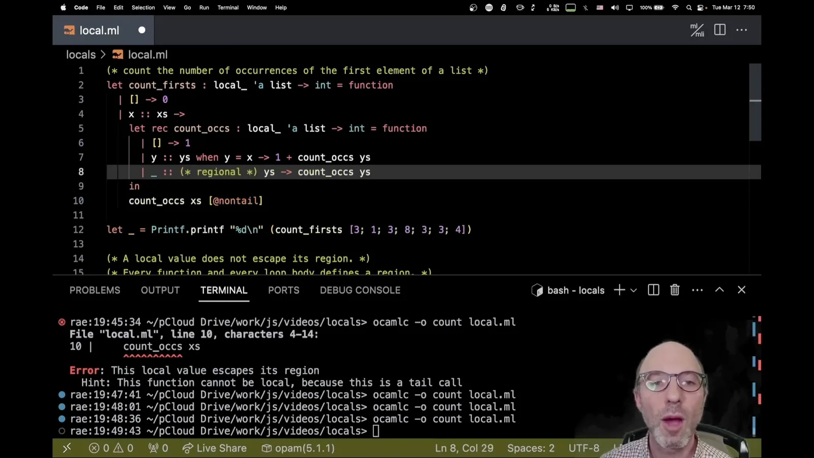 A regional recursive argument