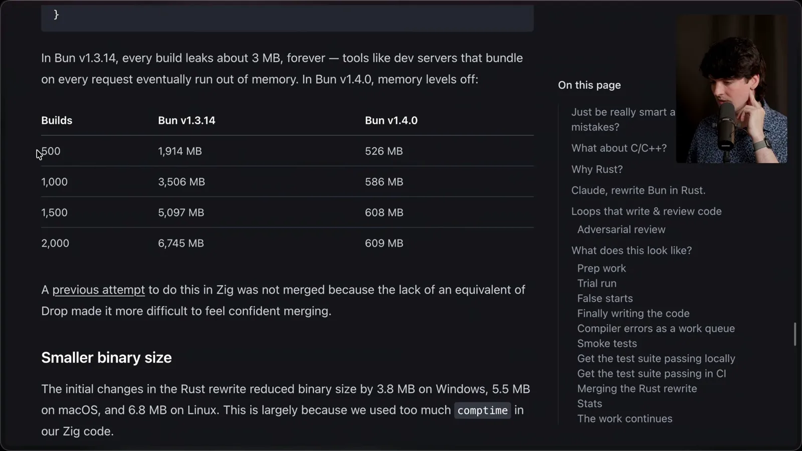 Build memory comparison