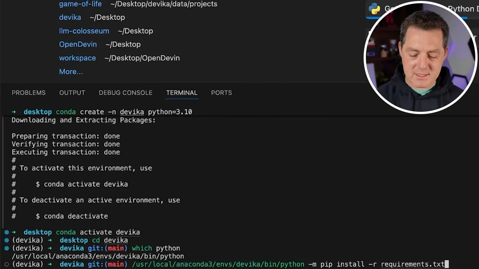 Python environment setup